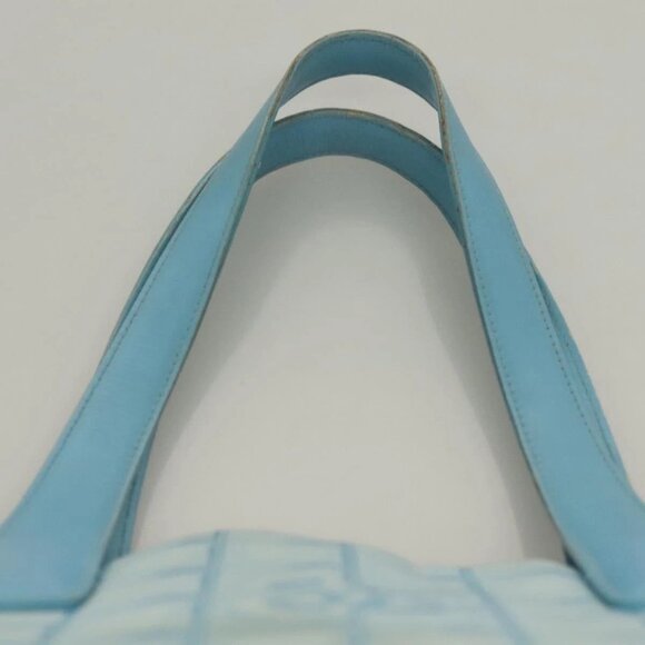 CHANEL New Travel line Tote Bag Nylon Light Blue Silver CC Auth - Picture 9 of 16